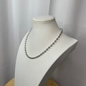 Silver tone beaded chain necklace men's or women's costume jewelry classic